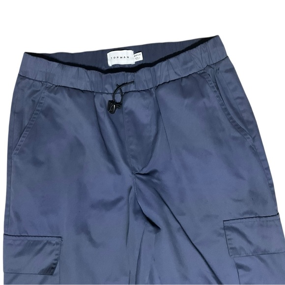 🧨 TOPMAN Tech Cargos W30 L32 🛰️ Nylon Cotton‎ Blend w/ Velcro Cuff 🔵 - Picture 8 of 10